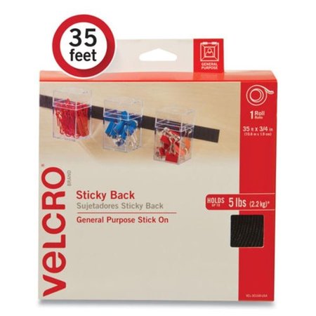 VELCRO BRAND cloth hook and eye 0.75 in. x 35 ft. Sticky-Back Fasteners, Black VEK30168USA